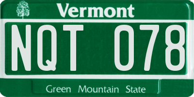 VT license plate NQT078