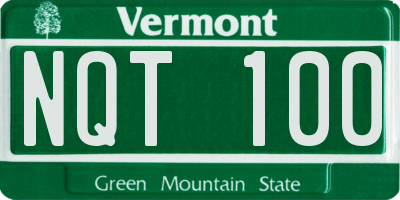 VT license plate NQT100