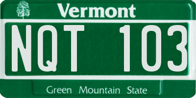 VT license plate NQT103
