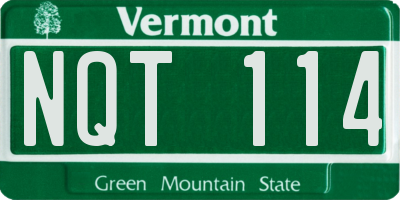 VT license plate NQT114