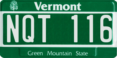 VT license plate NQT116