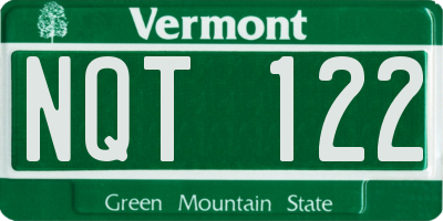 VT license plate NQT122