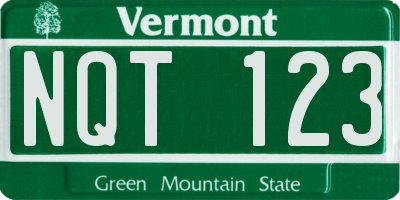 VT license plate NQT123