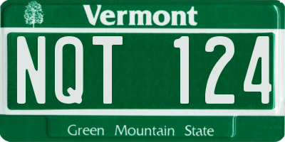 VT license plate NQT124