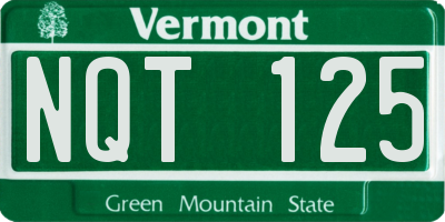 VT license plate NQT125