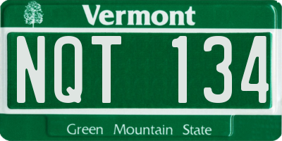VT license plate NQT134