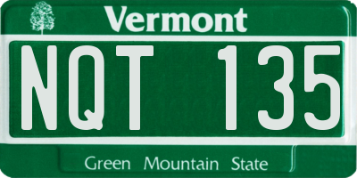 VT license plate NQT135