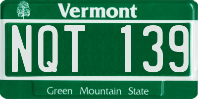 VT license plate NQT139