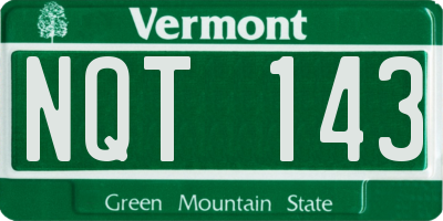 VT license plate NQT143