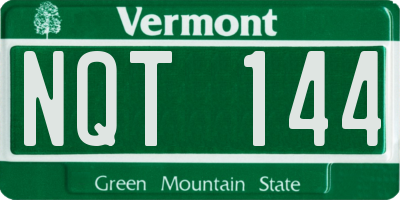 VT license plate NQT144