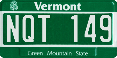 VT license plate NQT149