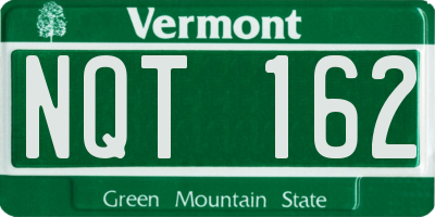 VT license plate NQT162