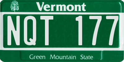 VT license plate NQT177