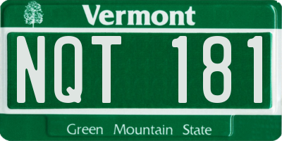 VT license plate NQT181