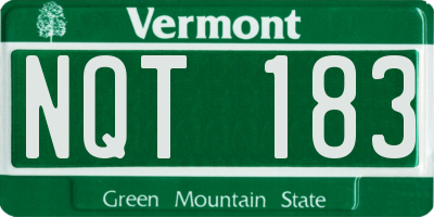 VT license plate NQT183
