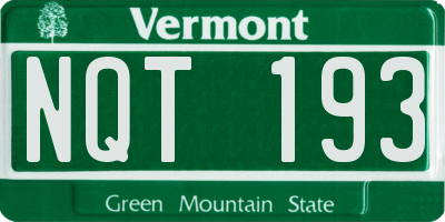 VT license plate NQT193