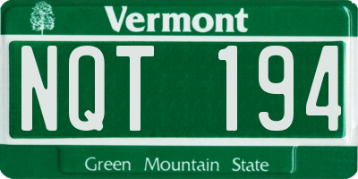 VT license plate NQT194