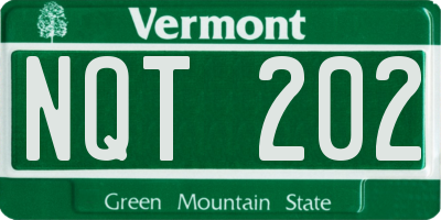 VT license plate NQT202