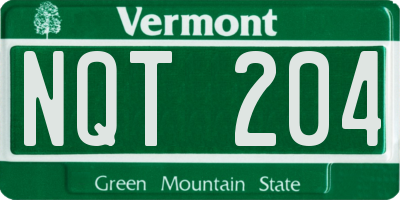 VT license plate NQT204