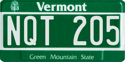 VT license plate NQT205