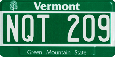VT license plate NQT209