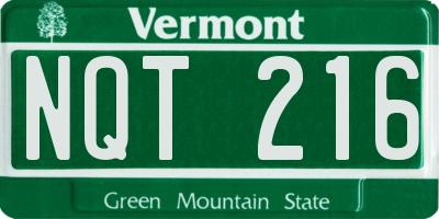 VT license plate NQT216