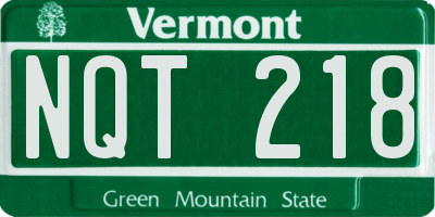 VT license plate NQT218