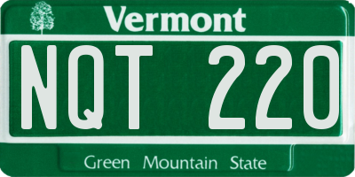 VT license plate NQT220