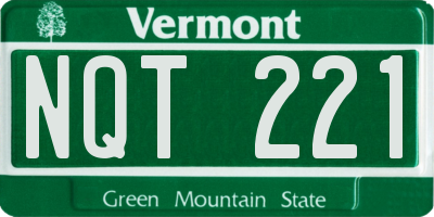 VT license plate NQT221