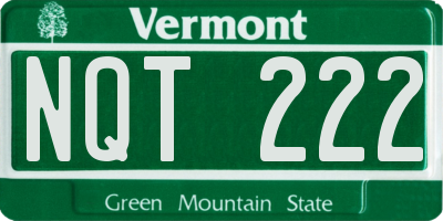 VT license plate NQT222