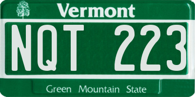 VT license plate NQT223
