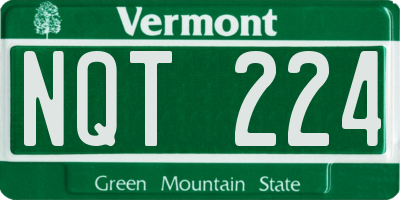 VT license plate NQT224