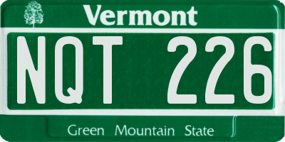 VT license plate NQT226
