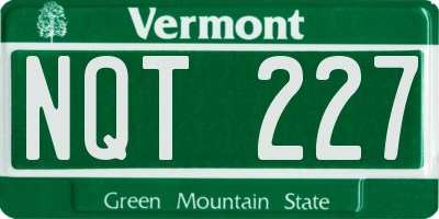 VT license plate NQT227