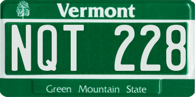 VT license plate NQT228