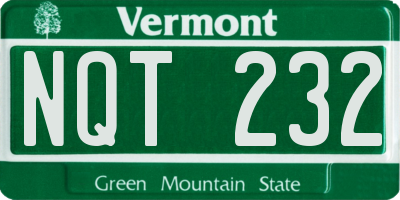 VT license plate NQT232