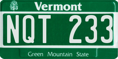 VT license plate NQT233