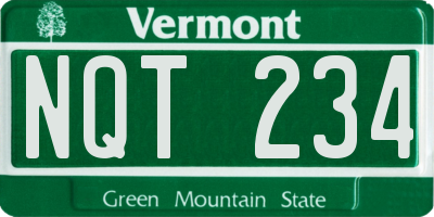 VT license plate NQT234