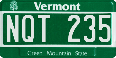 VT license plate NQT235
