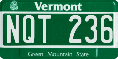VT license plate NQT236