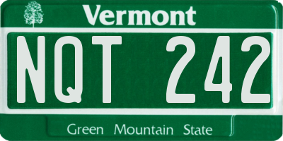 VT license plate NQT242