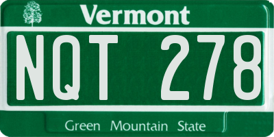 VT license plate NQT278