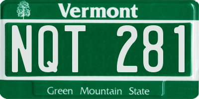 VT license plate NQT281