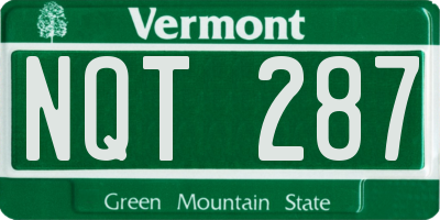 VT license plate NQT287