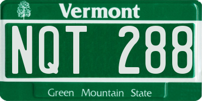 VT license plate NQT288