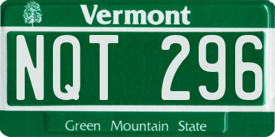 VT license plate NQT296