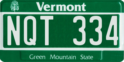 VT license plate NQT334