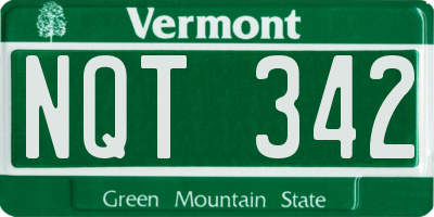VT license plate NQT342
