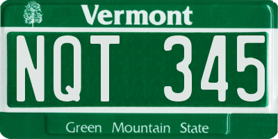 VT license plate NQT345