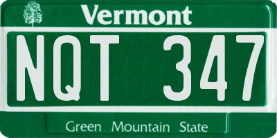 VT license plate NQT347